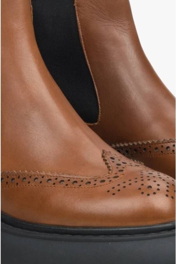 Estro Bruine leren Chelsea boots