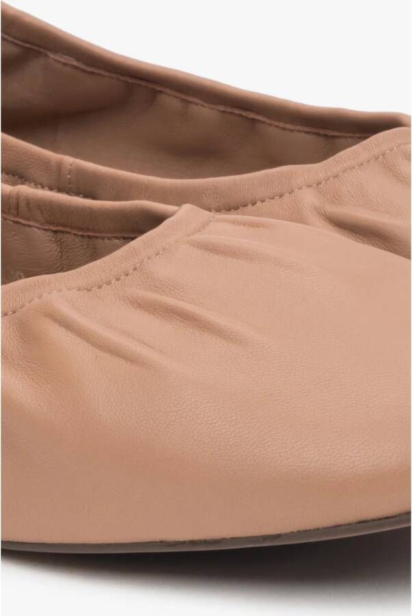 Estro Bruine Leren Comfort Ballerina`s