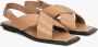 Estro Dames Bruin Leren Sandalen met Zachte Banden Er00114731 Brown Dames - Thumbnail 3