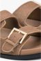 Estro Bruine Leren Slippers voor Dames met Verstelbare Banden - Thumbnail 2