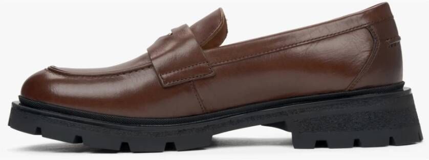 Estro Bruine loafers voor dames gemaakt van echt leer Brown Dames