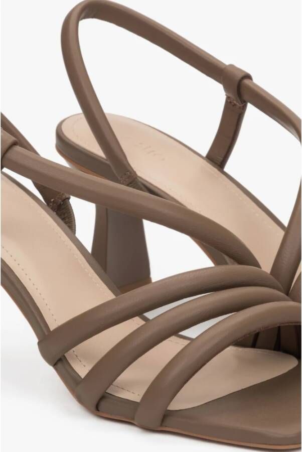 Estro Bruine sandalen met hak en bandjes voor vrouwen