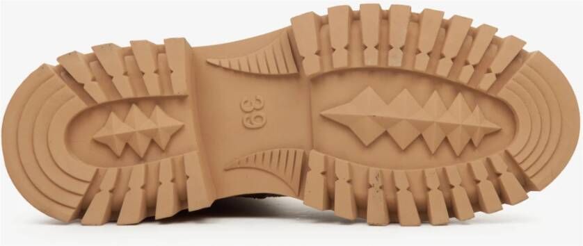 Estro Dames Bruine Enkellaarzen gemaakt van Echt Velours met Decoratieve Band Brown Dames