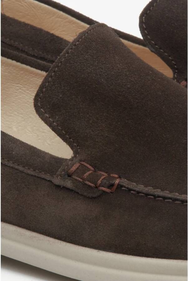 Estro Heren Zadelbruine Velours Slip-On Loafers Er00112974 Brown Heren