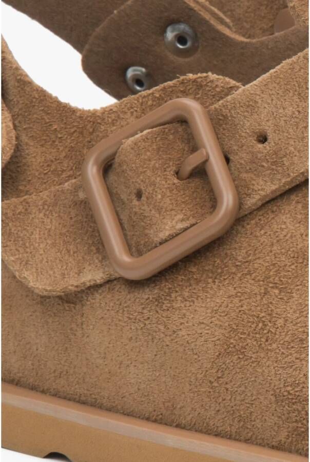 Estro Bruine Velours Muiltjes Sandalen