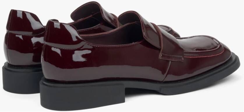 Estro Burgundy Loafers voor dames gemaakt van Patent Echt Leer Red Dames