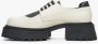 Estro Dames Beige & Zwart Leren Brogues met Chunky Sole Er00113785 Beige Dames - Thumbnail 2
