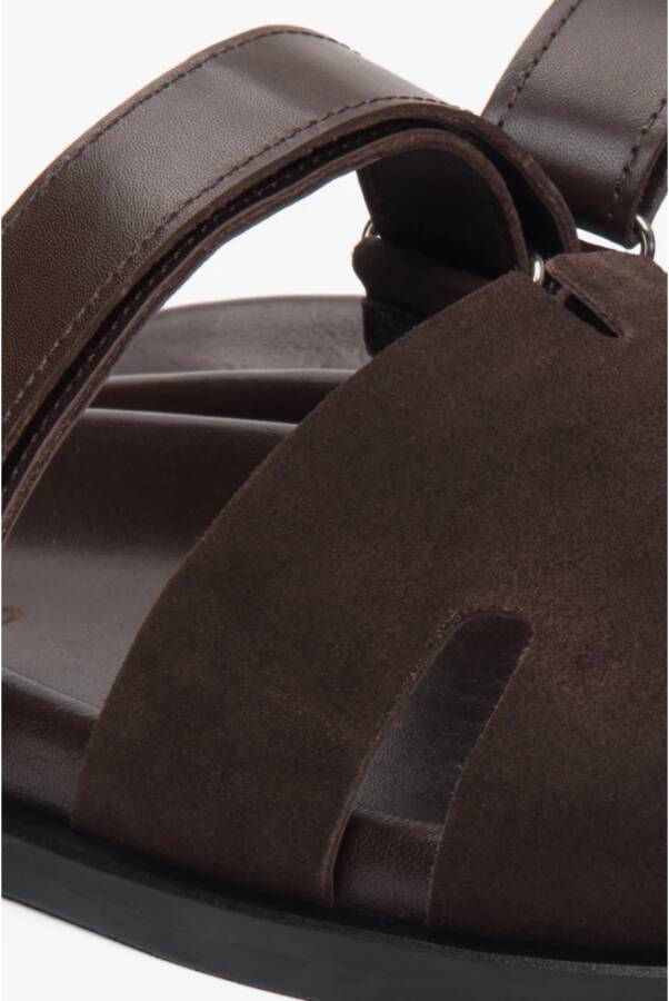 Estro Dames Zadelbruin Velours & Leren Slippers
