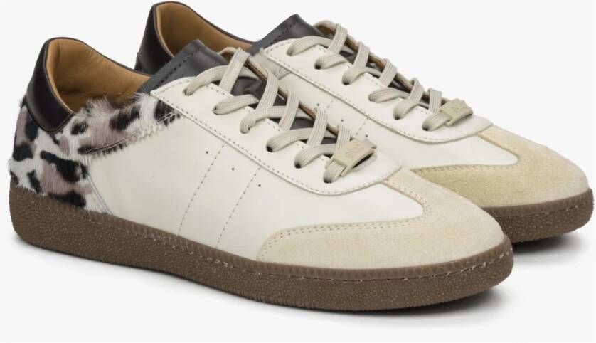 Estro Dames Beige Animal Print Sneakers gemaakt van Italiaans Echt Leer Er00114893 Multicolor Dames