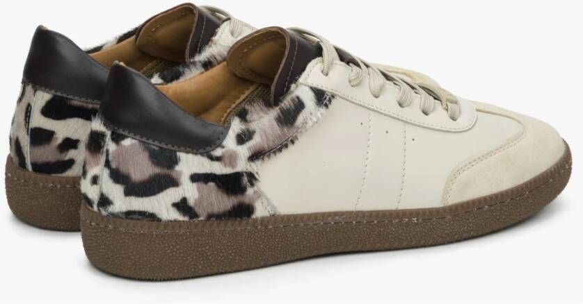 Estro Dames Beige Animal Print Sneakers gemaakt van Italiaans Echt Leer Er00114893 Multicolor Dames