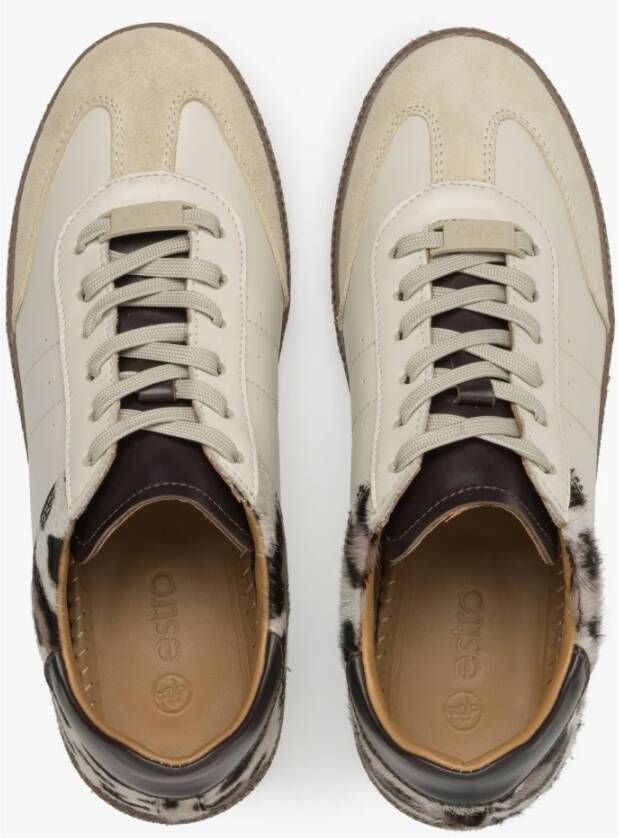 Estro Dames Beige Animal Print Sneakers gemaakt van Italiaans Echt Leer Er00114893 Multicolor Dames