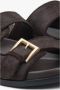 Estro Donkerbruine leren slippers - Thumbnail 2