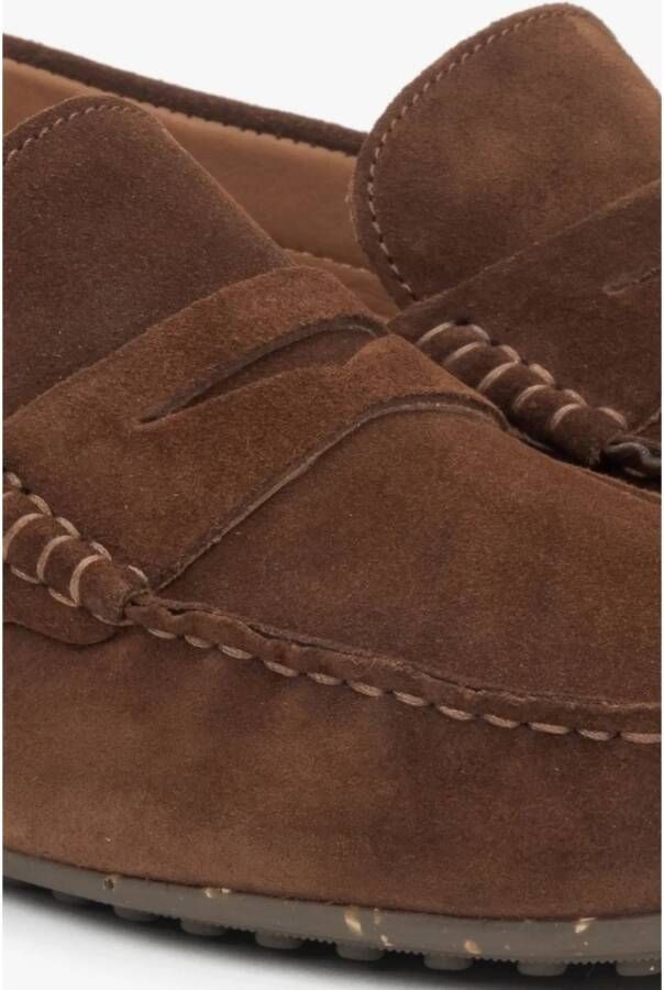 Estro Donkerbruine loafers voor heren gemaakt van echt velours