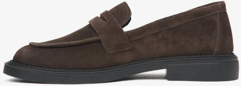 Estro Donkerbruine Penny Loafers voor dames gemaakt van echt velours Brown Dames