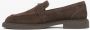 Estro Donkerbruine Penny Loafers voor dames gemaakt van Premium Italiaans Echt Velours Brown Dames - Thumbnail 3