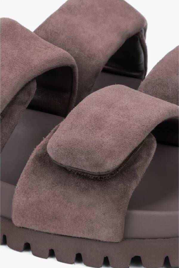 Estro Donkerbruine Velours Slippers