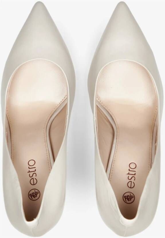 Estro Dames Licht Beige Leren Puntige Neus Hoge Hakken Er00110041 Beige Dames