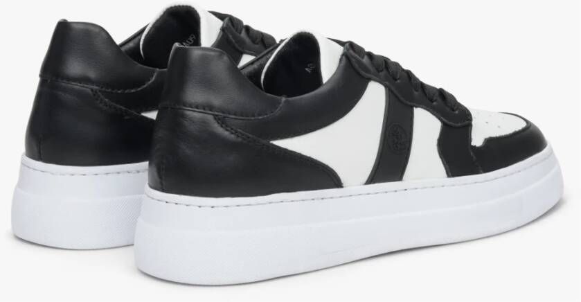 Estro Dames Zwart & Wit Leren Lage Sneakers Er00113060 Black Dames