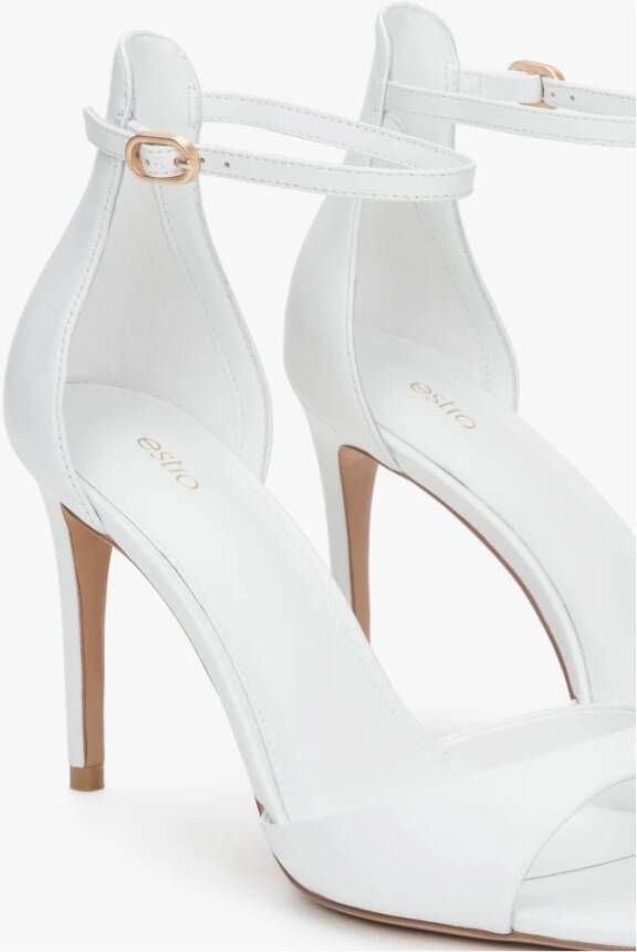 Estro Elegante Witte Sandalen met Hoge Hakken