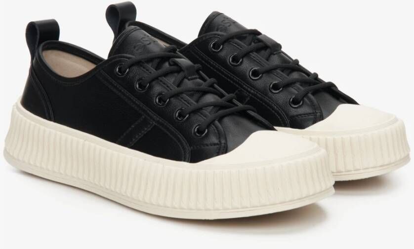 Estro Dames Zwarte Lage Sneakers gemaakt van Echt Leer Er00112707 Black Dames