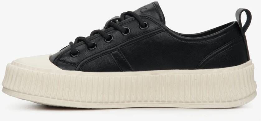 Estro Dames Zwarte Lage Sneakers gemaakt van Echt Leer Er00112707 Black Dames