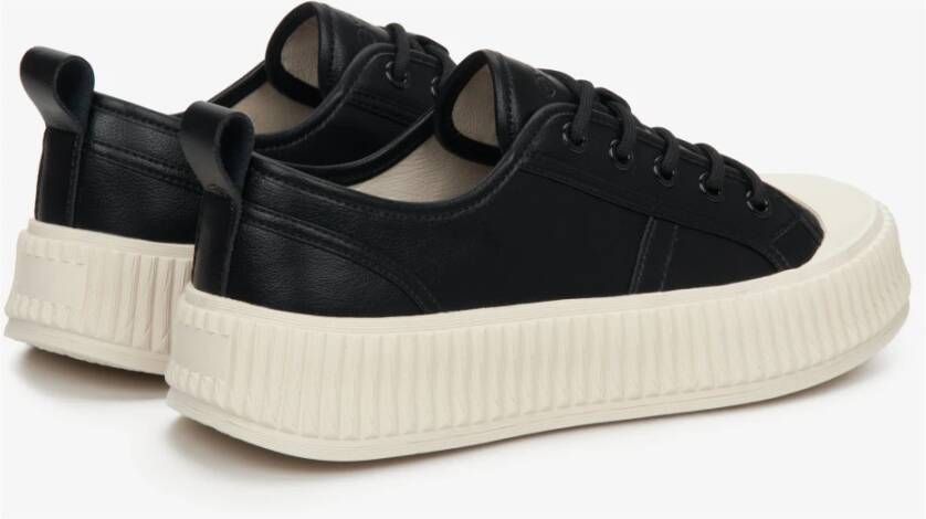Estro Dames Zwarte Lage Sneakers gemaakt van Echt Leer Er00112707 Black Dames