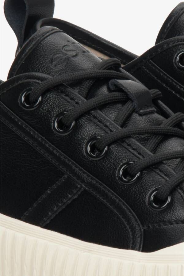 Estro Dames Zwarte Lage Sneakers gemaakt van Echt Leer Er00112707 Black Dames