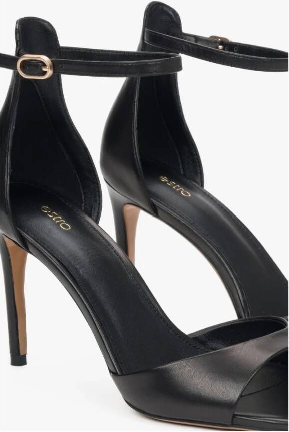 Estro Elegante Zwarte Sandalen met Hoge Hakken