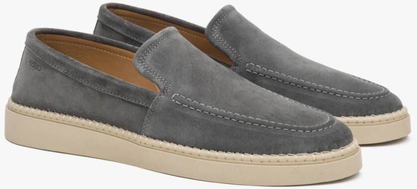 Estro Grijze loafers voor heren gemaakt van premium Italiaans echt velours Gray Heren