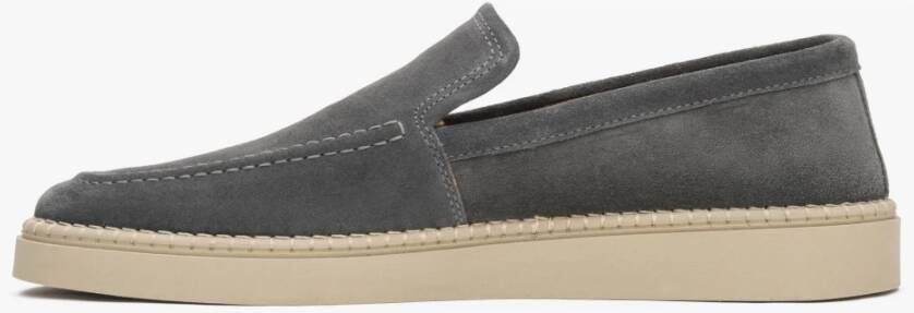 Estro Grijze loafers voor heren gemaakt van premium Italiaans echt velours Gray Heren