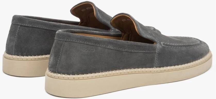 Estro Grijze loafers voor heren gemaakt van premium Italiaans echt velours Gray Heren