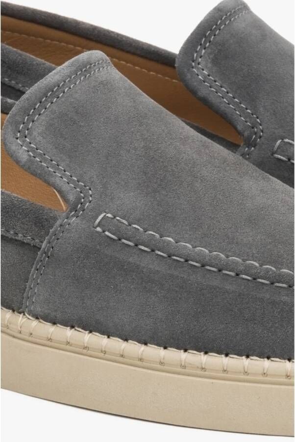 Estro Grijze loafers voor heren gemaakt van premium Italiaans echt velours Gray Heren