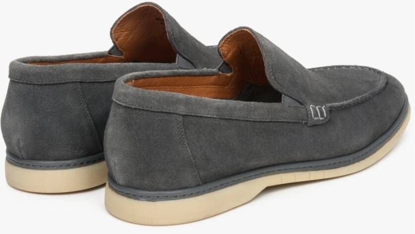 Estro Heren Grijze Loafers gemaakt van Echt Velours Er00112567 Gray Heren