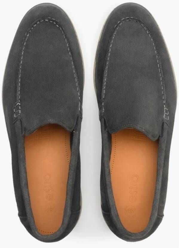 Estro Heren Grijze Loafers gemaakt van Echt Velours Er00112567 Gray Heren