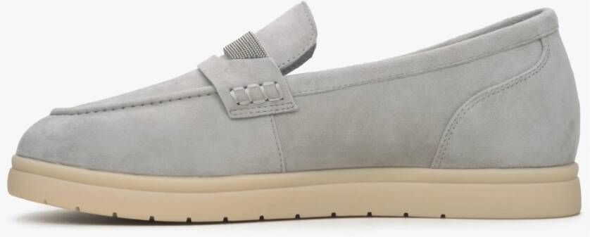 Estro Grijze Mocassins voor Dames gemaakt van Echt Velours Er00115102 Gray Dames
