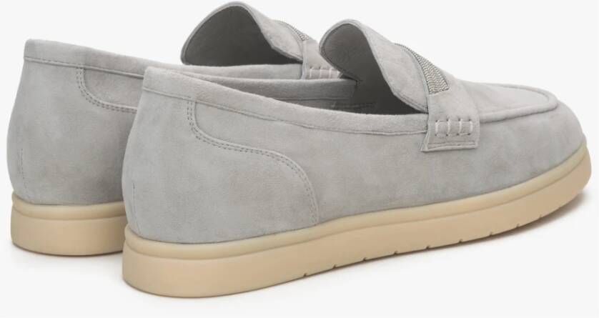 Estro Grijze Mocassins voor Dames gemaakt van Echt Velours Er00115102 Gray Dames