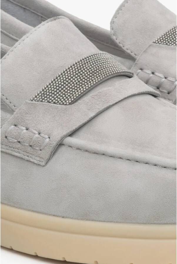 Estro Grijze Mocassins voor Dames gemaakt van Echt Velours Er00115102 Gray Dames
