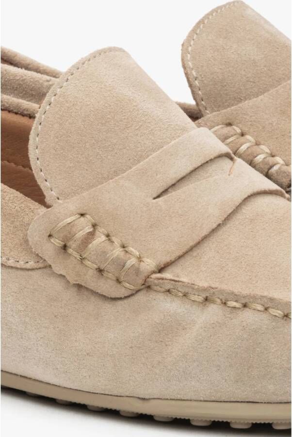 Estro Heren Beige Loafers gemaakt van Echt Velours