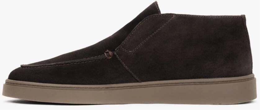Estro Heren Donkerbruine Hoge Mocassins gemaakt van Premium Italiaans Echt Velours Brown Heren