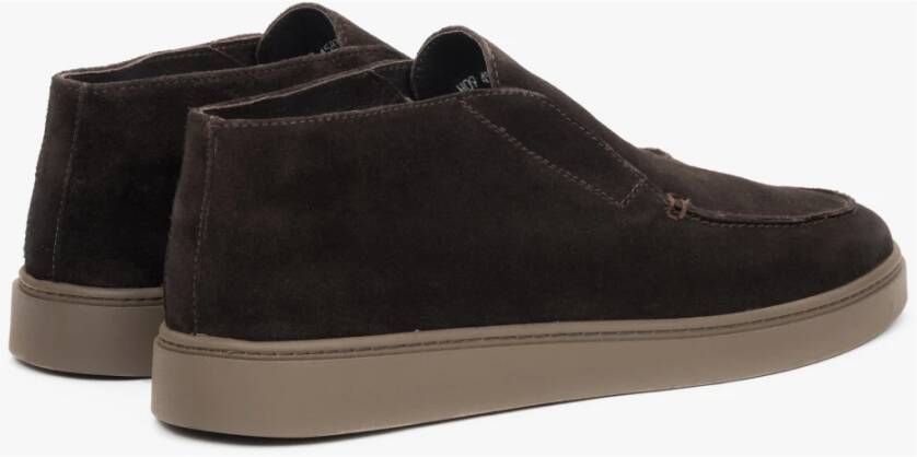 Estro Heren Donkerbruine Hoge Mocassins gemaakt van Premium Italiaans Echt Velours Brown Heren