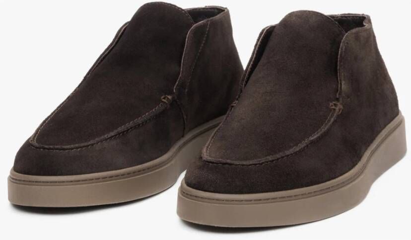 Estro Heren Donkerbruine Hoge Mocassins gemaakt van Premium Italiaans Echt Velours Brown Heren