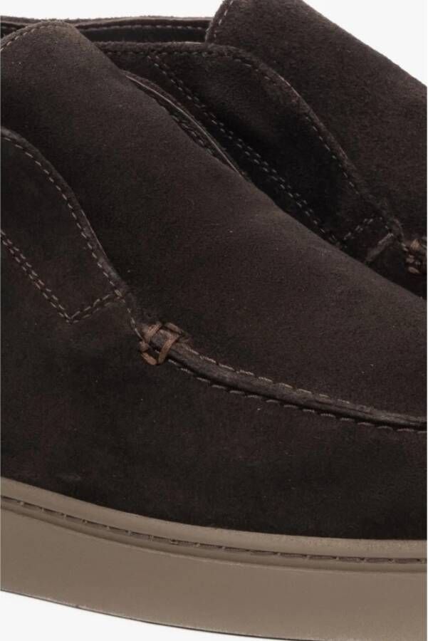Estro Heren Donkerbruine Hoge Mocassins gemaakt van Premium Italiaans Echt Velours Brown Heren