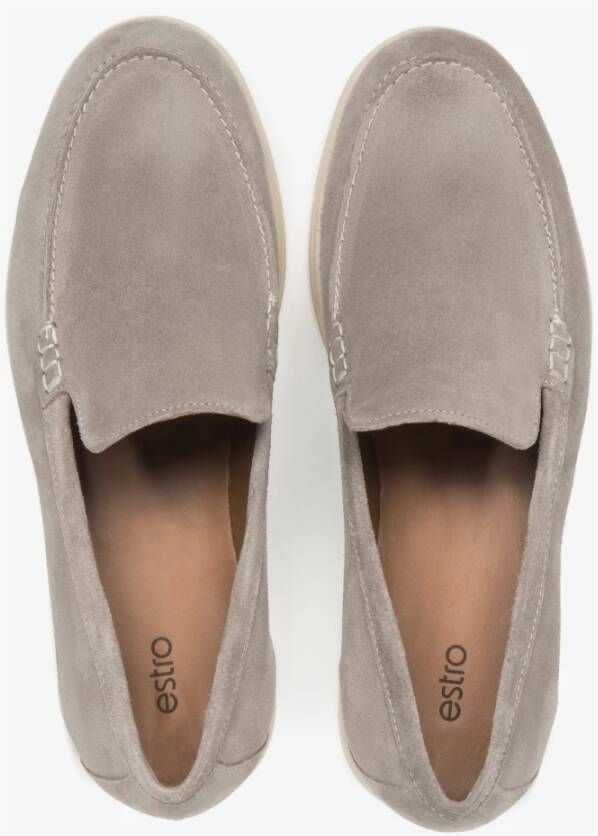 Estro Heren Lichtbeige Loafers gemaakt van Echt Velours Beige Heren
