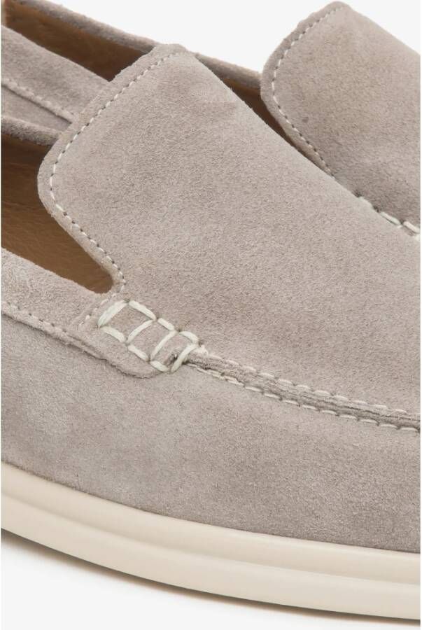 Estro Heren Lichtbeige Loafers gemaakt van Echt Velours Beige Heren