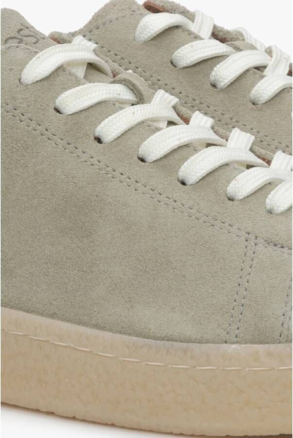Estro Heren lichtgroene sneakers gemaakt van echt velours