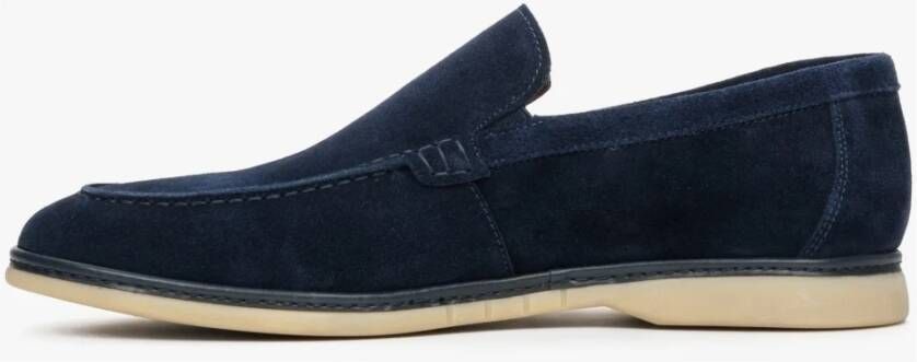 Estro Heren marineblauwe loafers gemaakt van echt velours voor de herfst Blue Heren
