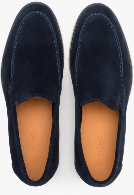 Estro Heren marineblauwe loafers gemaakt van echt velours voor de herfst Blue Heren