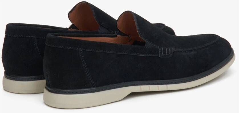 Estro Heren zwarte loafers gemaakt van echt velours Black Heren