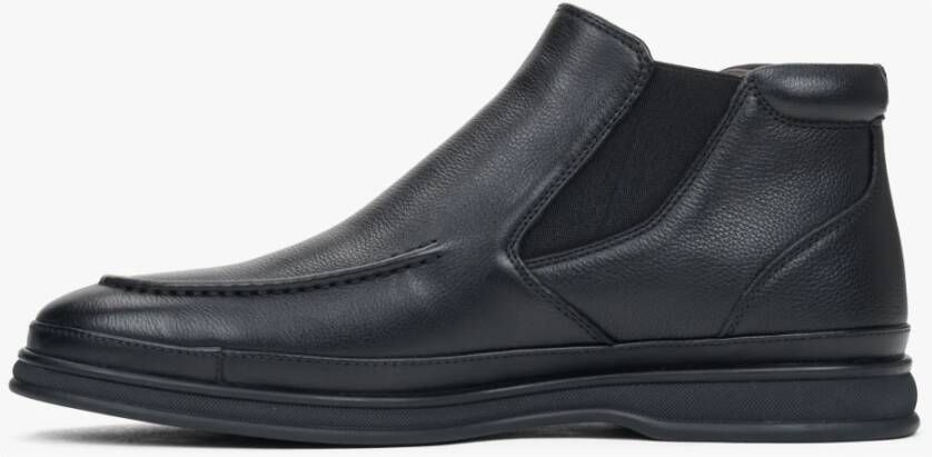 Estro Heren Zwarte Slip-On Chelsea Laarzen gemaakt van Echt Leer Black Heren