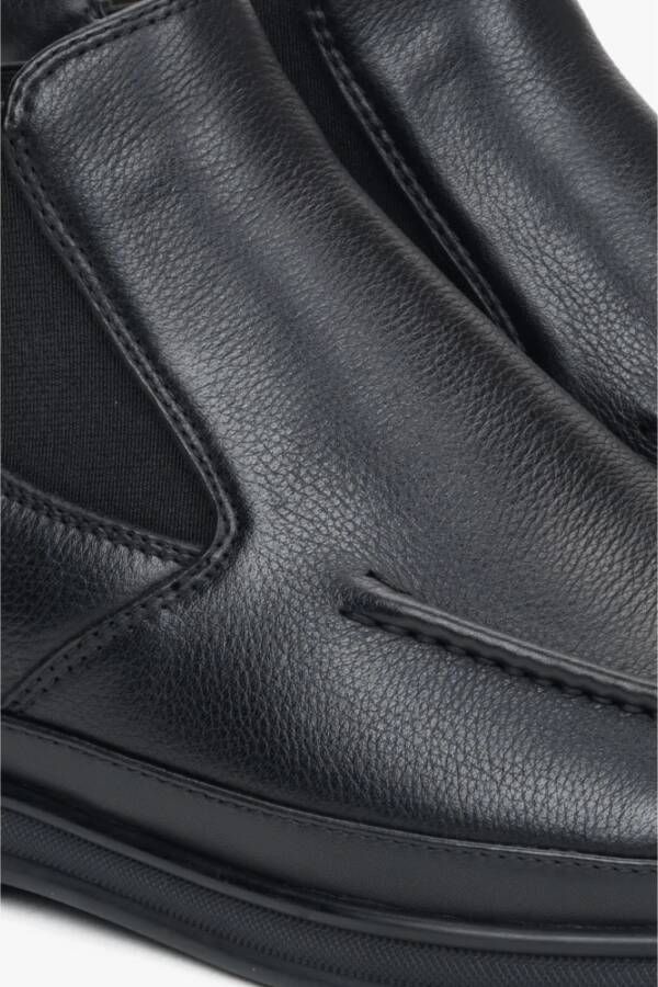 Estro Heren Zwarte Slip-On Chelsea Laarzen gemaakt van Echt Leer Black Heren